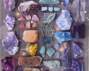 Healing Crystal Set - Wishing Stones - Zodiac Crystals - Wiccan Supplies for Beginners Collection