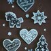 Christmas Gingerbread Cookies Ornaments, Royal Icing Decorated Ornaments, Set of Six