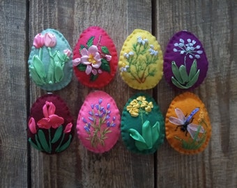 Felt Eggs, Easter Decor, Eggs Ukraine Pysanka, Set Of 8