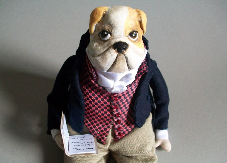 Handmade cloth dog doll OOAK art doll Anthropomorphic dog Etsy