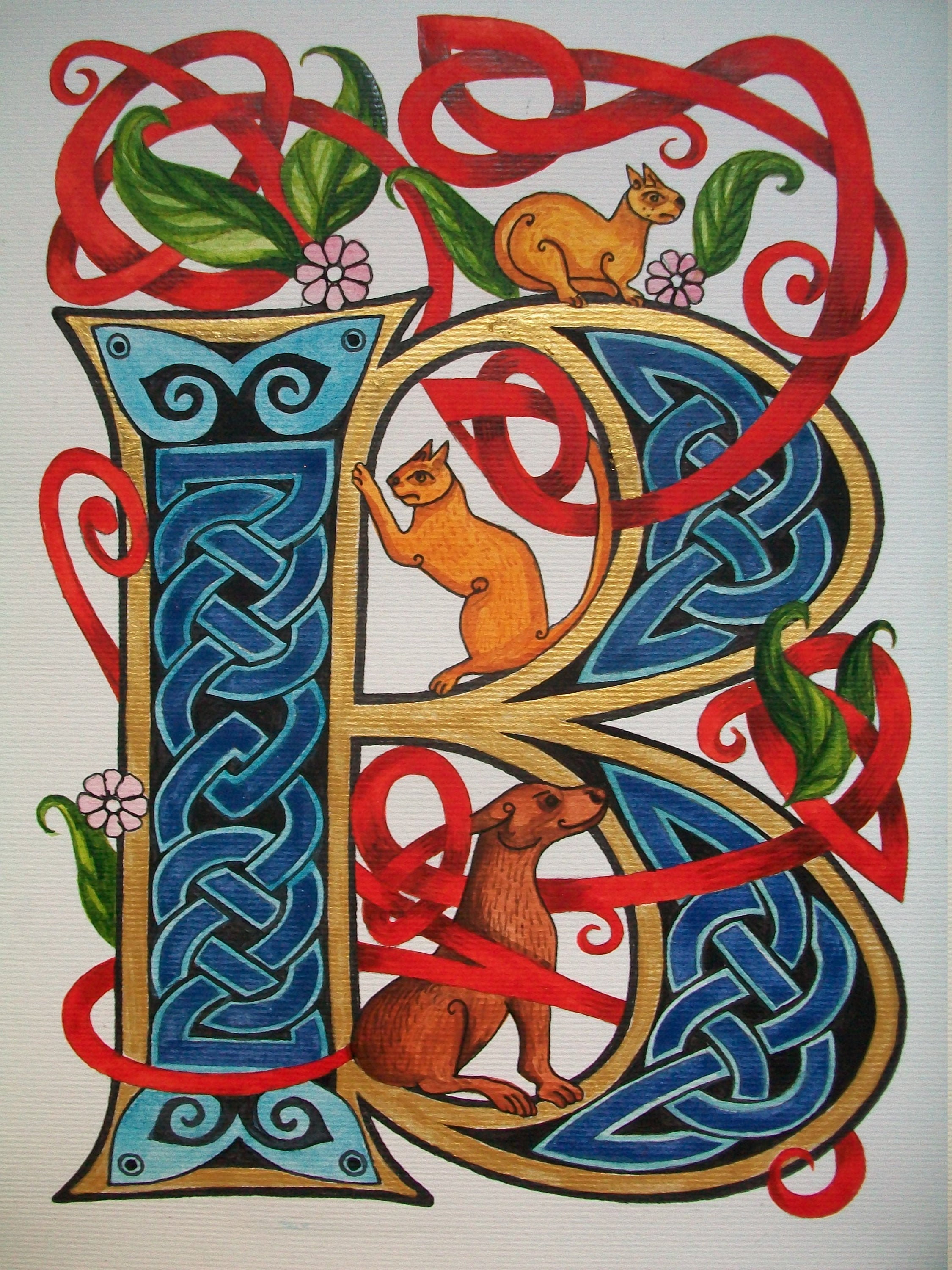 Handgemälde Initiale Mittelalter Initiale Kunst Etsy
