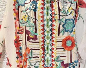 Johnny Was Biya Boho Oversized Tunic Blouse-Sz Small