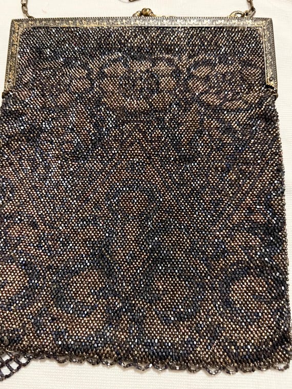 Antique Vtg. Micro Beaded Art Deco Purse with Fringe-… - Gem
