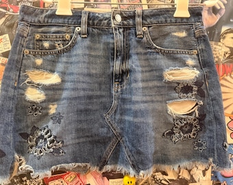 Distressed Denim Jean Skirt by American Eagle Sz. 4