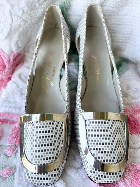 60's Roger Vivier of Paris Pilgrim Buckle Heels-Pu