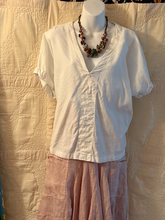 vtg  Bohemian skirt-linen boho style asymmetrical… - image 5