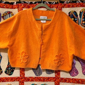 Vintage Chenille Bed Jack-Beach Jacket by Mark Travers-SupertexAustralia/Size L/Tangerine Orange-Excellent pre-owned