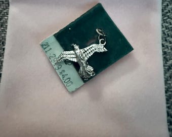 Vintage Wells Sterling Silver Flying Bird Charm-Original Card-Deadstock