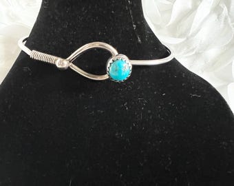 Sterling & Turquoise Hook  Bracelet signed BAH