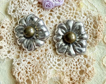 Taxco Sterling Silver Flower clip on earrings