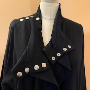 Vintage 80s Black Lloyd Allen Neck Snap Wrap Dress   Size one size fits all