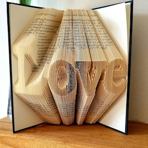 Folded book art Love, Love book, anniversary, first anniversary, paper anniversary, graduation, personalised book, personalized book standard book