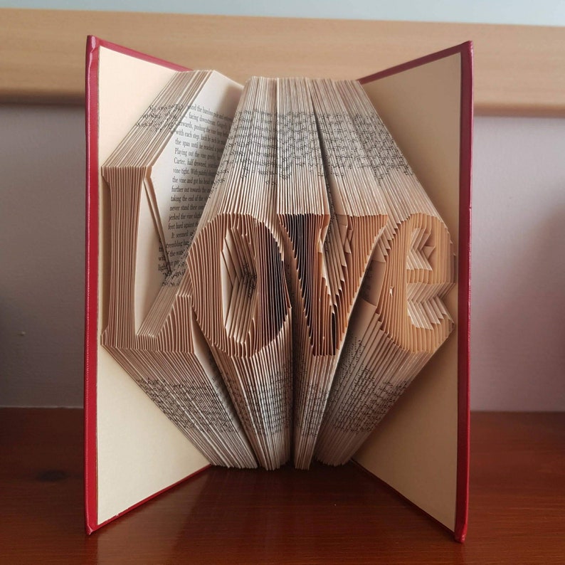 Folded book art Love, Love book, anniversary, first anniversary, paper anniversary, graduation, personalised book, personalized book image 3