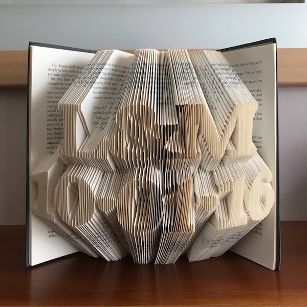 Initials and date folded book, wedding gift for couples, anniversary gift for husband, first anniversary gift for wife,  paper anniversary