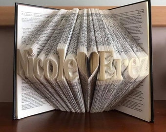 Folded book art name, 9-11 characters, birthday gift for him,anniversary gift for her,graduation gift for Doctor,Thank you gift for teachers