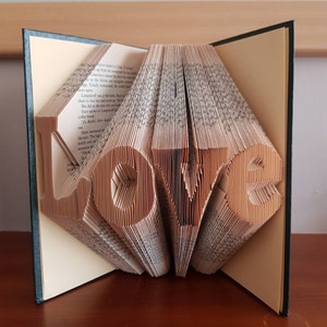 Folded book art Love, Love book, anniversary, first anniversary, paper anniversary, graduation, personalised book, personalized book image 2
