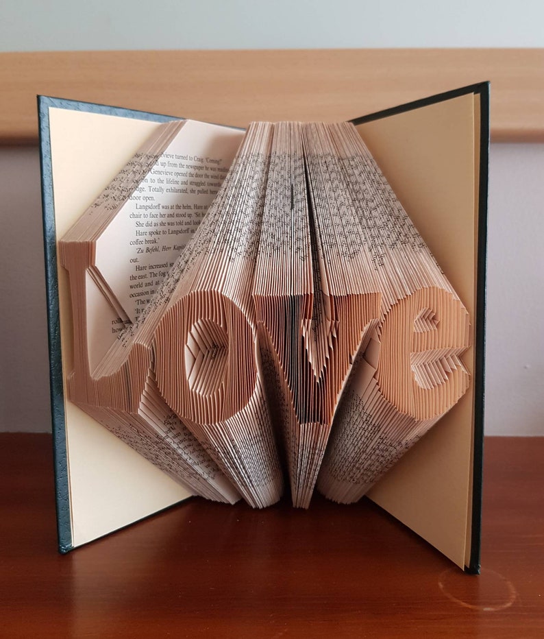 Folded book art Love, Love book, anniversary, first anniversary, paper anniversary, graduation, personalised book, personalized book image 2