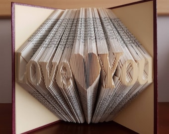 Arte de libro plegado Te amo, libro Te amo, aniversario, primer aniversario, aniversario de papel, graduación, libro personalizado, libro personalizado