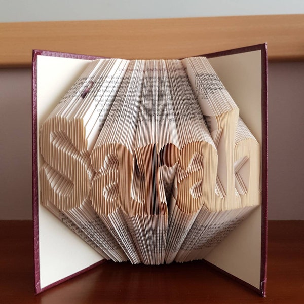 Folded book 3-8 characters, Name book, anniversary, first anniversary, paper anniversary, graduation, personalised book, personalized book