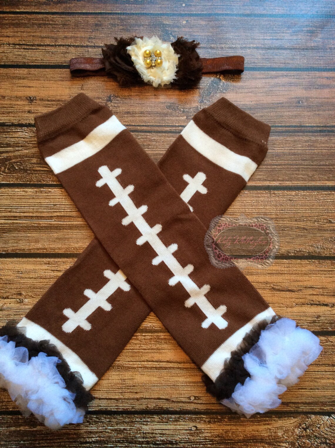 Football Leg Warmers With Matching Headband Superbowl Football Etsy