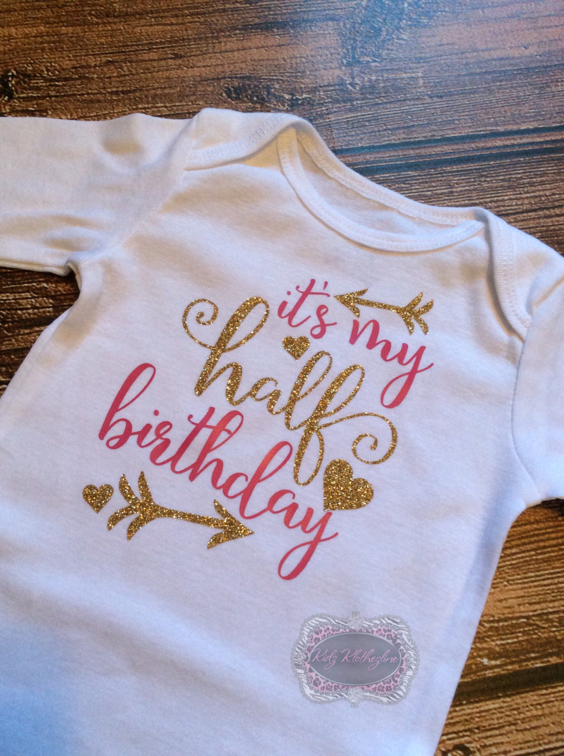 Half Birthday Onesie 1/2 Birthday Onesie Birthday Shirt Gold Etsy