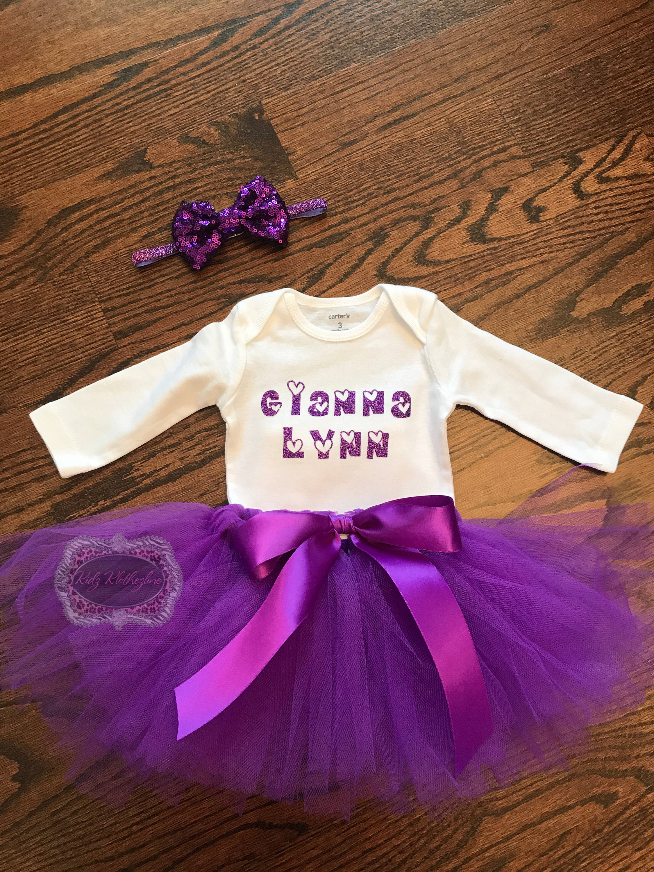 Baby Onesie Personalized Name with Hearts Tutu Set Onesie Etsy