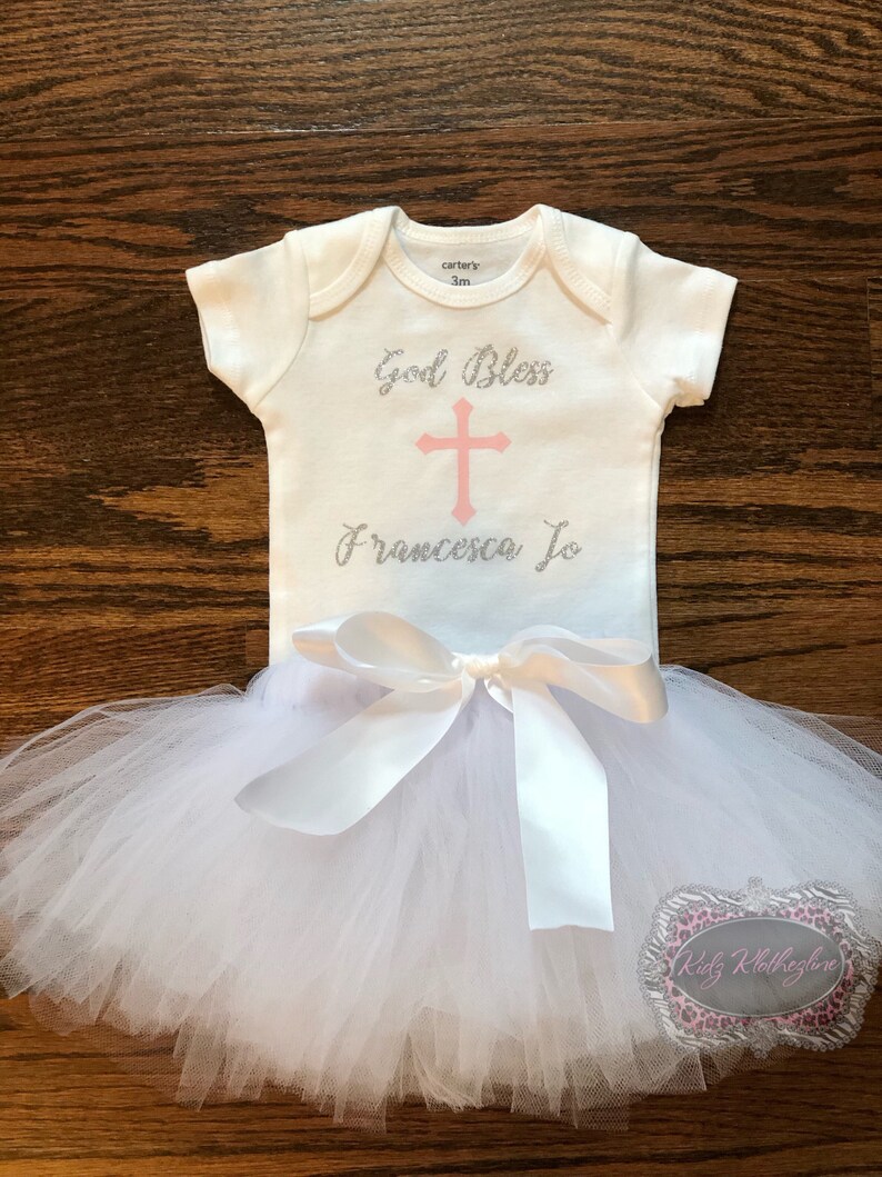 Baptism Tutu Set Onesie Outfit Baby Girl Onesie Personalized Etsy