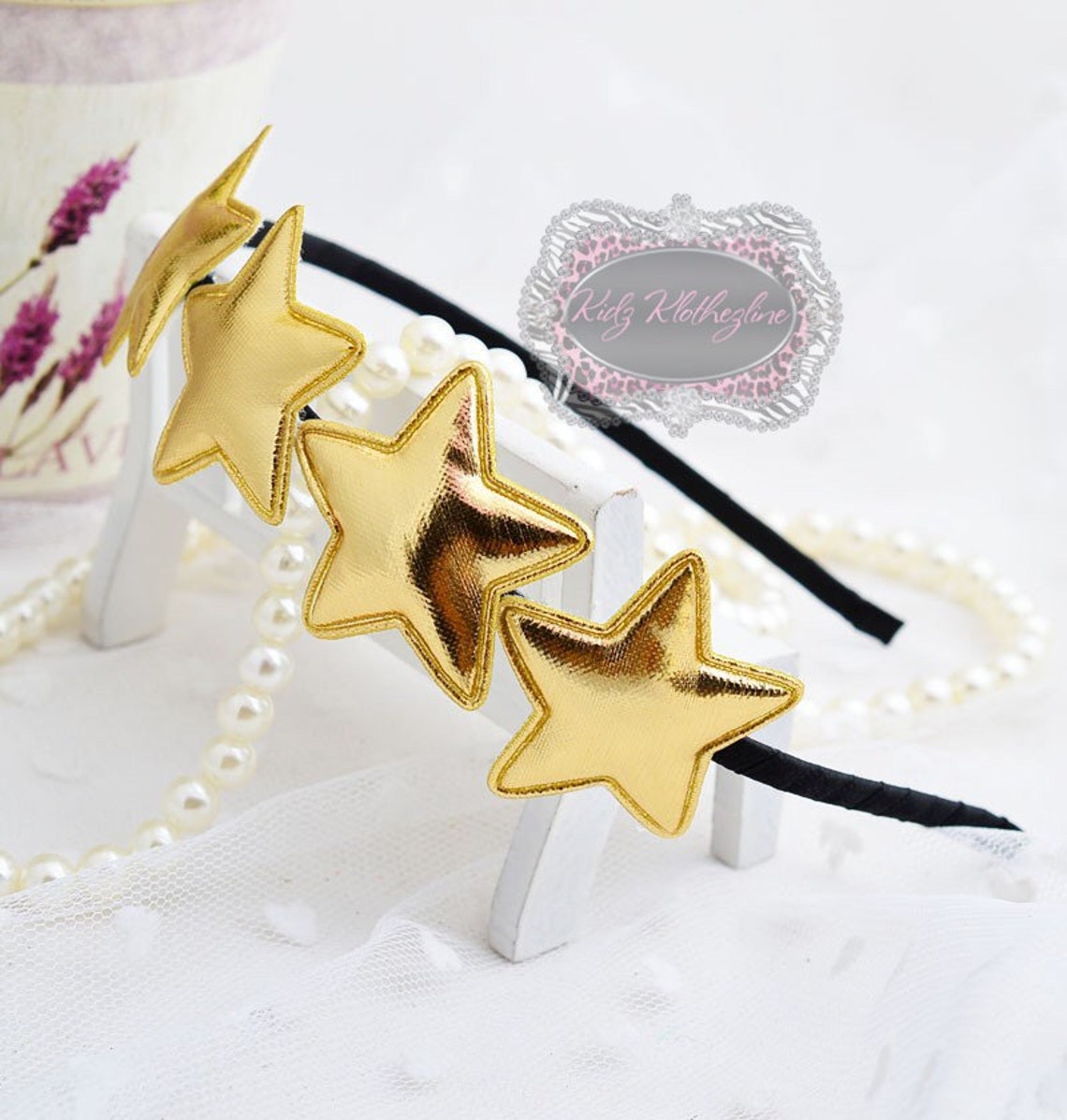 Gold Star Headband Gold Star Headband Hard Black Headband 4th Etsy