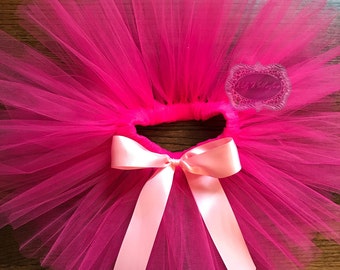 Tutu Hot Pink Fuchsia PInk Bow Tutu Birthday Tutu Custom Tutu Newborn Tutu Baby Tutu Girl Tutu Photo Prop Tutu Skirt Valentines Day Tutu