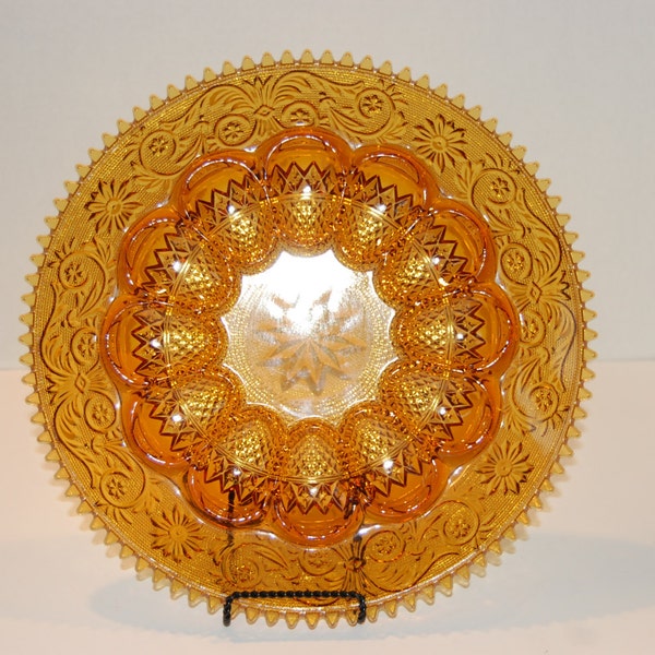 Amber Tiara Egg Plater.. Indiana Glass Company.. Sandwich Glass..