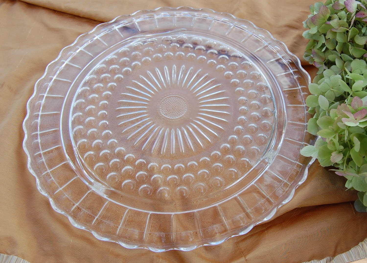 Sunflower Cake Plate by The Federal Glass Co. Etsy