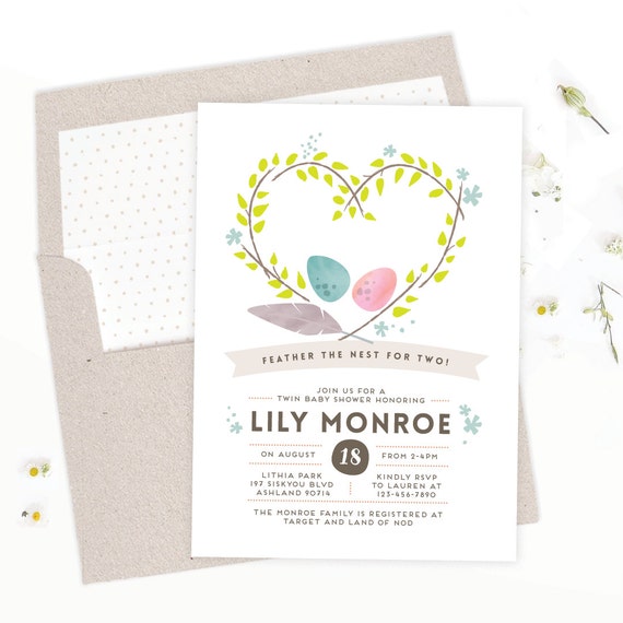 etsy twin baby shower invitations