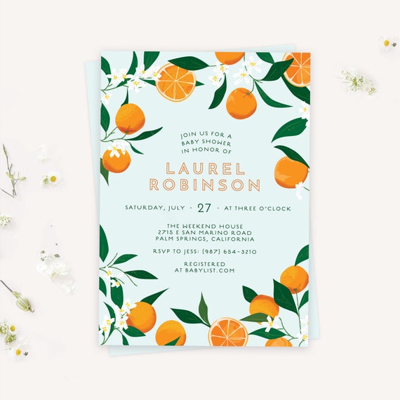 citrus baby shower invitations