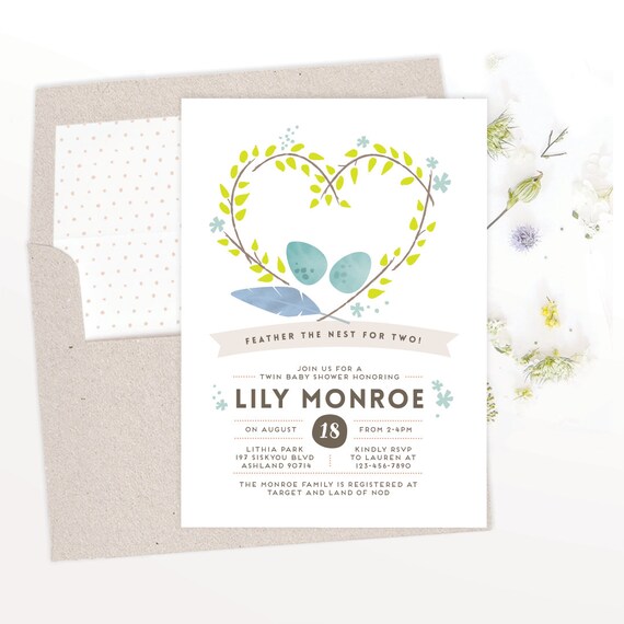 etsy twin baby shower invitations