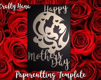 Papercutting Template Happy Mothers Day - JPEG and PDF files - Handcut or cutting machine - Commercial Rights inc Instant Download #151