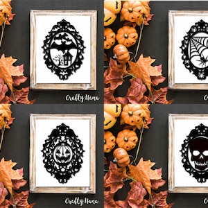 Halloween Papercutting Template set of 4 -PDF Jpeg SVG PSD perfect for resizing -Commercial Rights - Instant Download