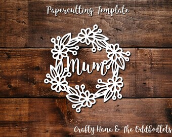 Papercutting Template - Mum Flowerring - JPEG/PDF files - Easy to resize - Commercial Rights included