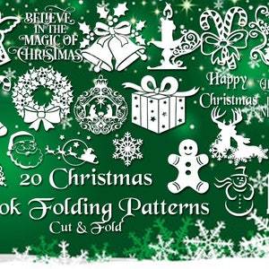 Christmas Book Folding Set 20 Brand New Cut & Fold Bookfolding Patterns Under 500 pages Includes Full Instructions Emailed PDF files image 10