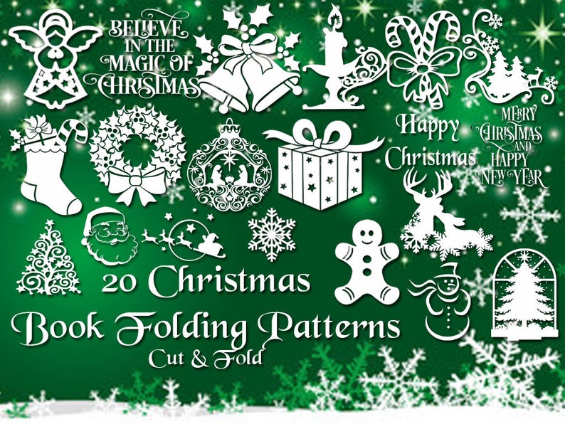 Christmas Book Folding Set 20 Brand New Cut & Fold Bookfolding Patterns Under 500 pages Includes Full Instructions Emailed PDF files image 10