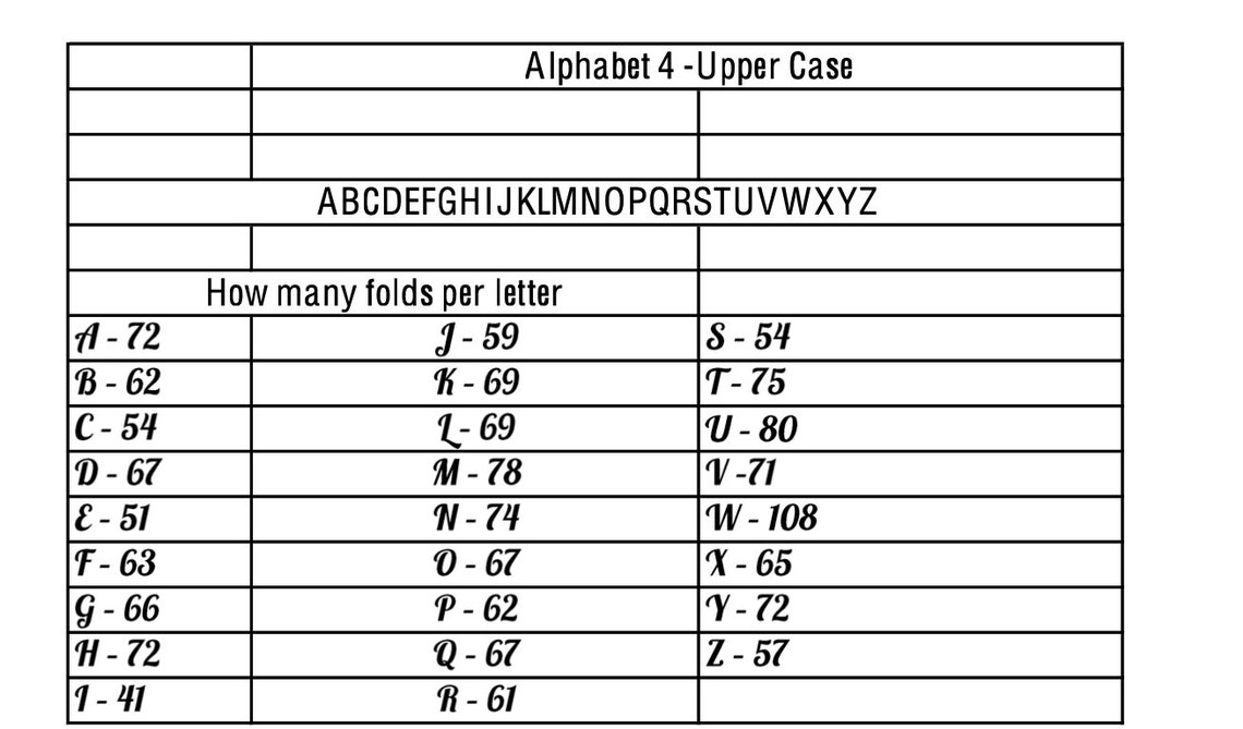 Book Folding Pattern Alphabet ALPHABET 4 Medium Font - Etsy