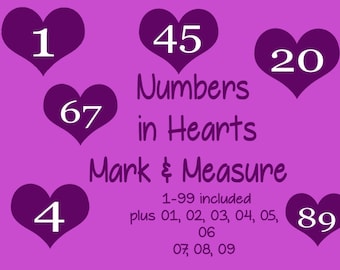 Book Folding Patterns - Full Set of Numbers in Hearts - 1 to 99 - Mark & Measure - PDF - Instant Download Bookfolding