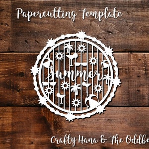 Papercutting Template - Summer Sun - JPEG/PDF files - Easy to resize - Commercial Rights included