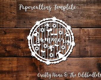 Papercutting Template - Summer Sun - JPEG/PDF files - Easy to resize - Commercial Rights included