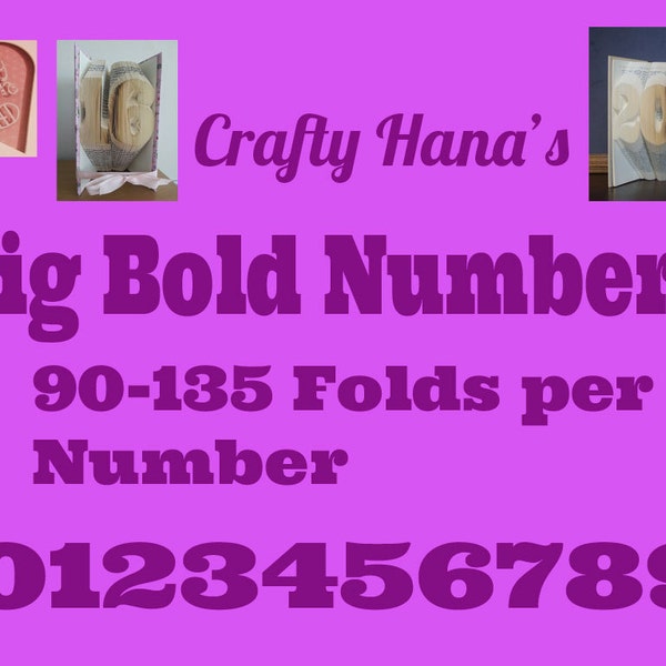 Book Folding Patterns - Big Bold Numbers - 1,2,3,4,5,6,7,8,9,0 - - Messen, Markieren & Falten