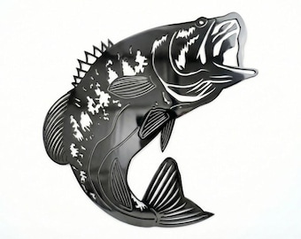 Jumping Bass Plasma DXF Files | CNC Laser Cut Metal Fish Wall Art