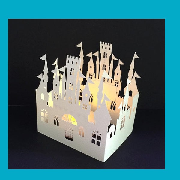 Papercutting Template - 3D Castle - JPEG & PDF - Commercial Rights included - Instant Download