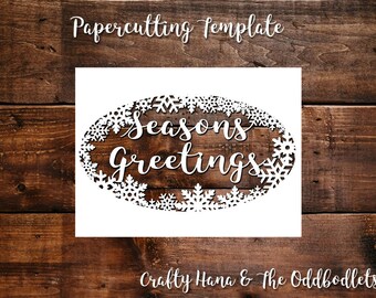 Papercutting Template - Seasons Greetings - JPEG/PDF files - Easy to resize - Commercial Rights included - Template 243