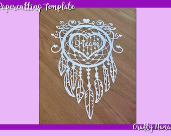 Papercutting Template Dreamcatcher - JPEG and PDF files - Paper cutting - Commercial Rights inc Instant Download #173