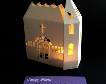 Papercutting Template - 3D Church - single sheet of A4 - JPeg - make your own papercut - Instant Download