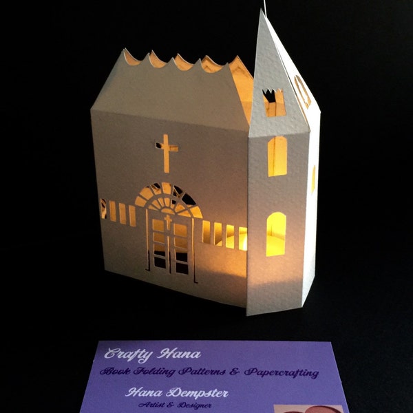 Papercutting Template - 3D Church - single sheet of A4 - JPeg - make your own papercut - Instant Download